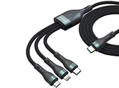 4smarts PremiumCord USB-C 60W 3-i-1 Ladekabel 1.5 meter - Sort